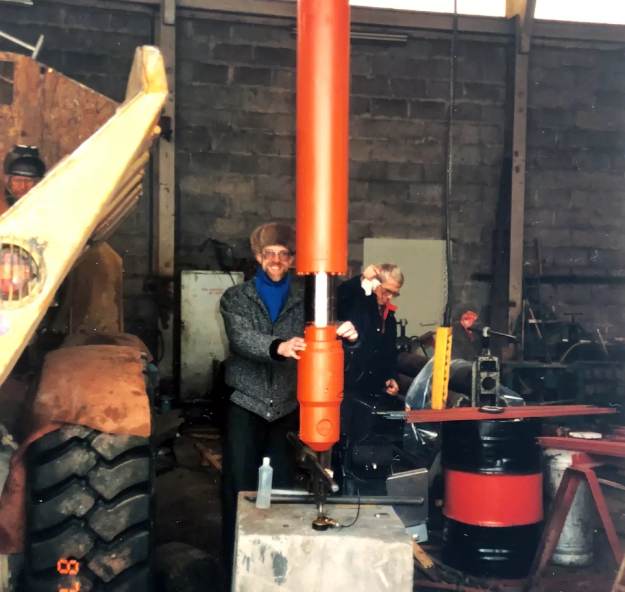 Cranemaster founder Ernst B. Johansen with the first shock absorber